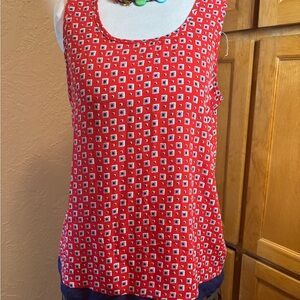 Zac & Rachel Red and White Geometric Tank Top